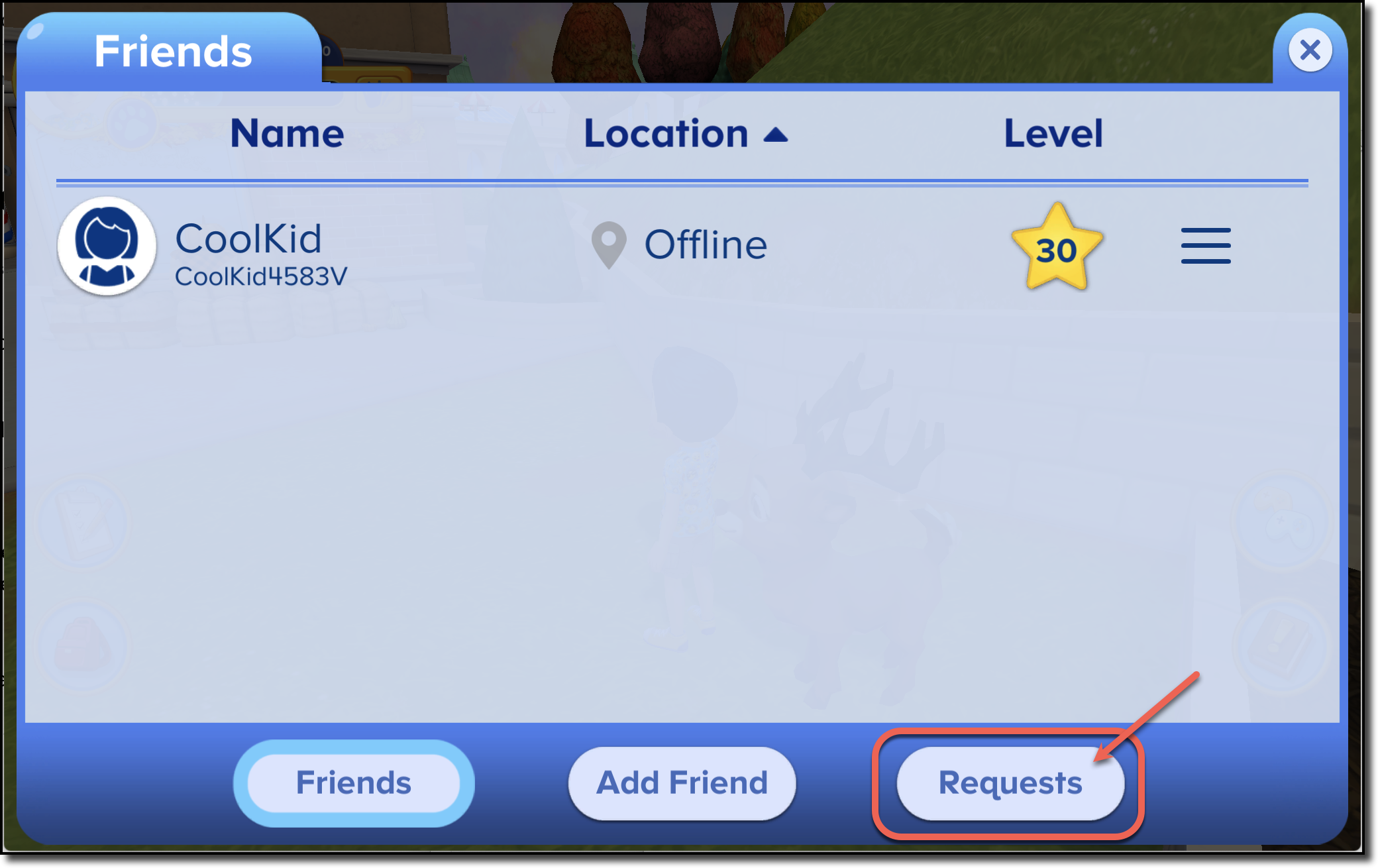 Friends menu - click Requests.png