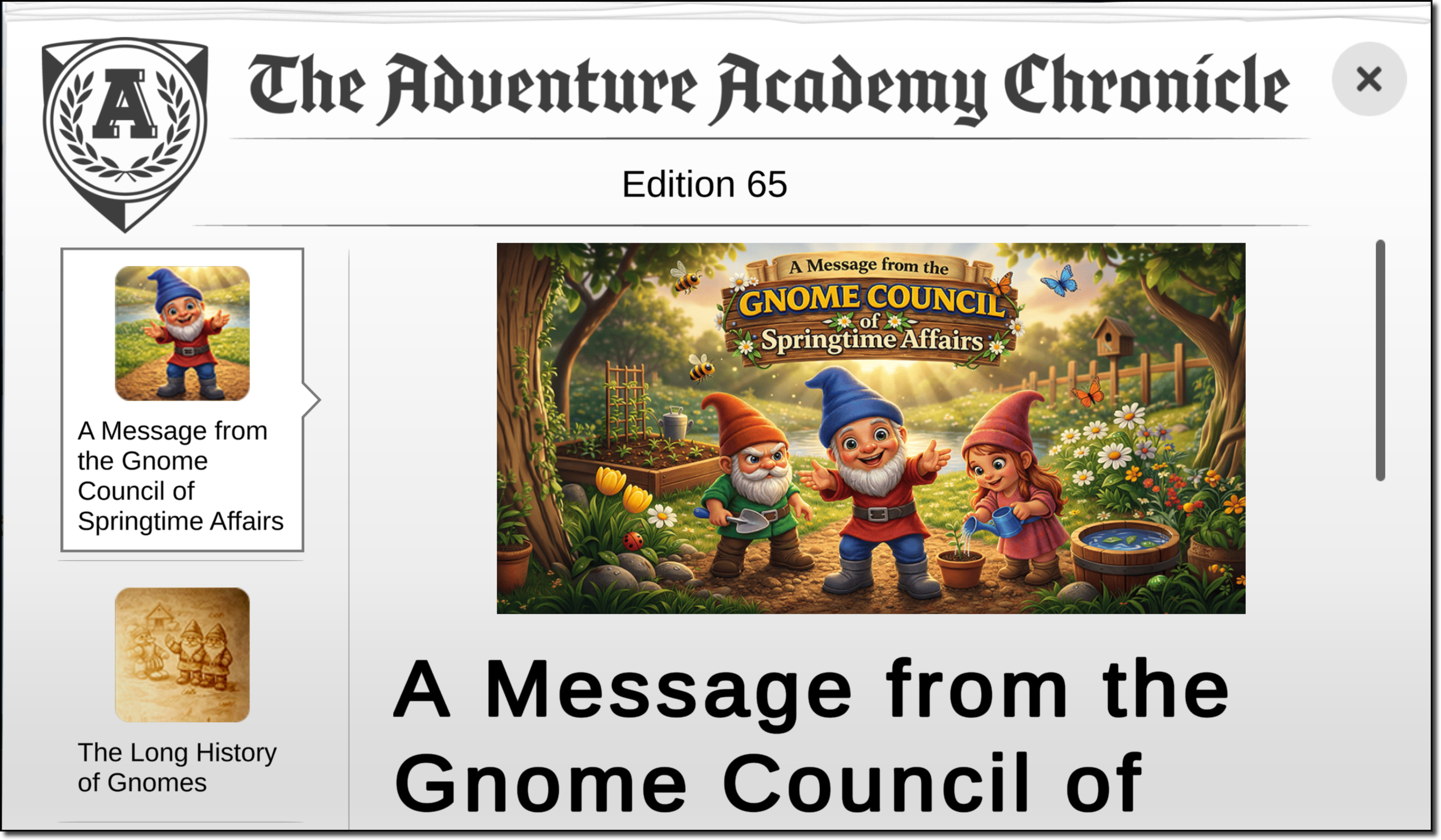Newspaper - Message from Gnome Council.png